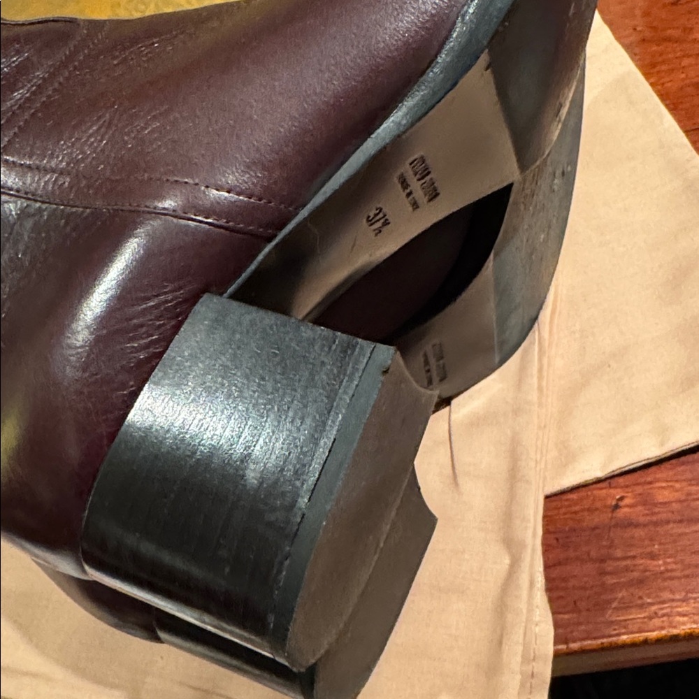 MIU MIU VITELLO SHINE BROWN TALL LEATHER BOOTS SIZE EU 37.5 - Picture 11 of 12
